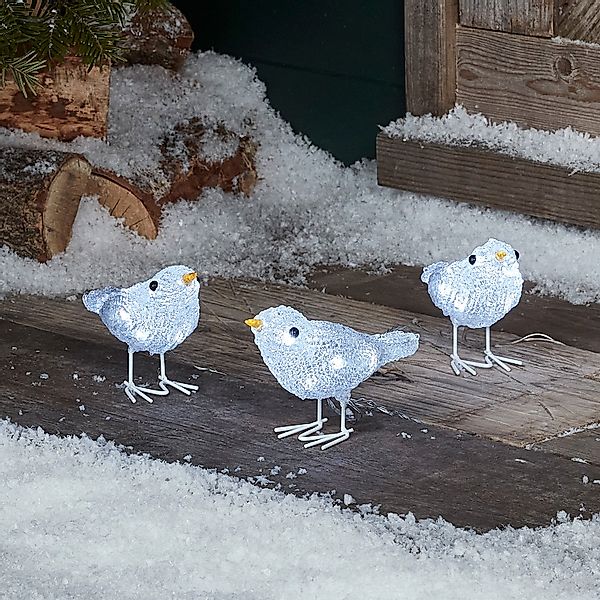 3er Set LED Acryl Weihnachtsfiguren außen Vögel Batteriebetrieb günstig online kaufen