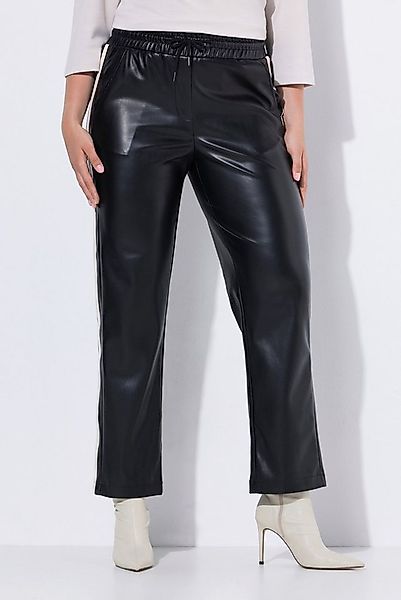 Ulla Popken Funktionshose Hose Lederoptik Streifen gerades Bein Elastikbund günstig online kaufen