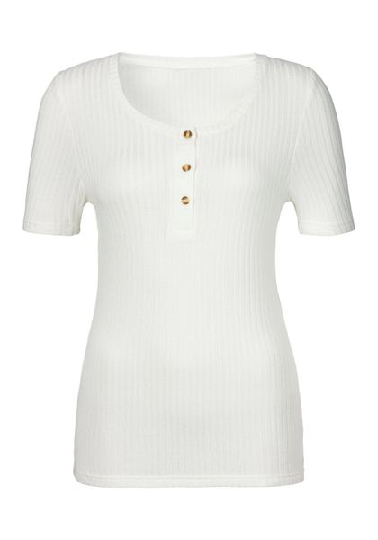 LASCANA T-Shirt "mit kurzer Knopfleiste" aus weicher Viskose-Ripp-Qualität günstig online kaufen