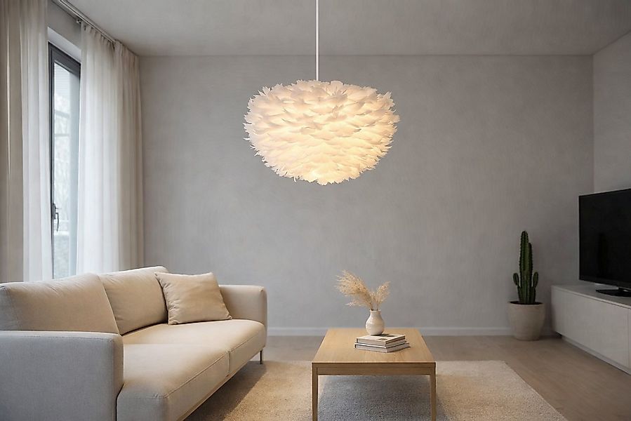 BOURGH Pendelleuchte VIOLA Federlampe Ø50cm - Nordische Pendelleuchte Decke günstig online kaufen