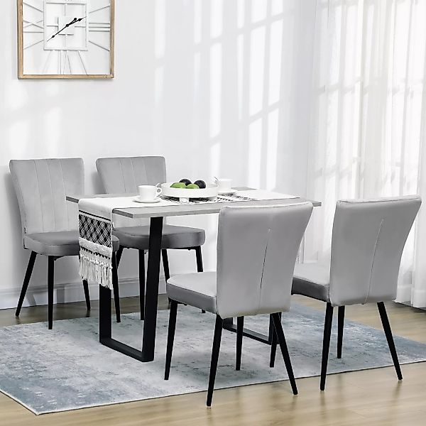 HOMCOM Esszimmerstuhl Set 4er Set Küchenstühle mit Rückenlehne, graue Polst günstig online kaufen