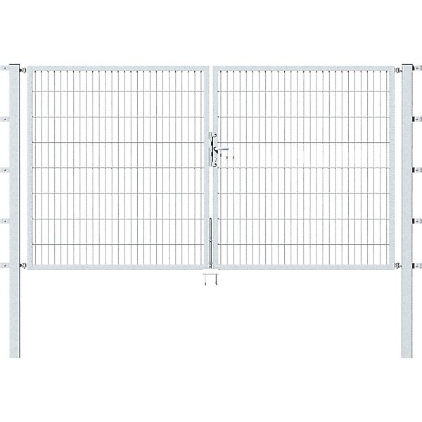 Metallzaun Doppeltor für Doppelstabmatte Feuerverzinkt 180 cm x 300 cm günstig online kaufen