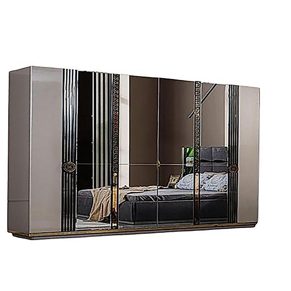 Xlmoebel Kleiderschrank Zeitgemäßer Holzschrank mit Spiegel in Grau - Garde günstig online kaufen