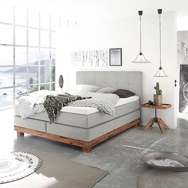 HASENA Boxspringbett Boston, Massivholz-Sockel, Punktsteppung im günstig online kaufen