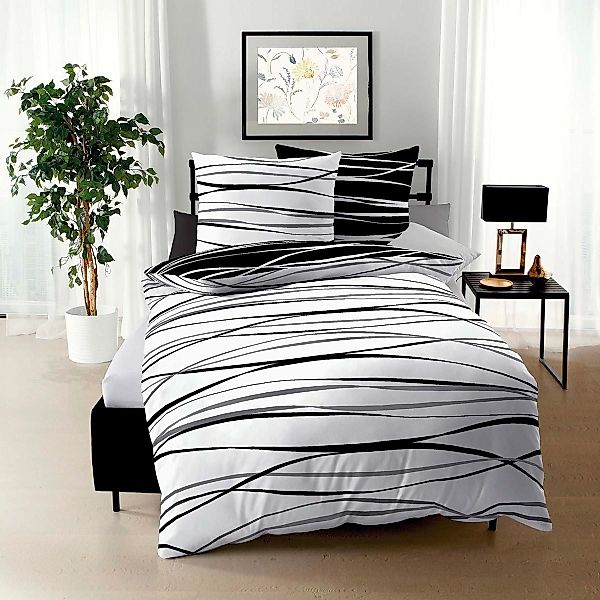 BETTWARENSHOP Bettwäsche Satinmotion black&white, Mako Satin, günstig online kaufen
