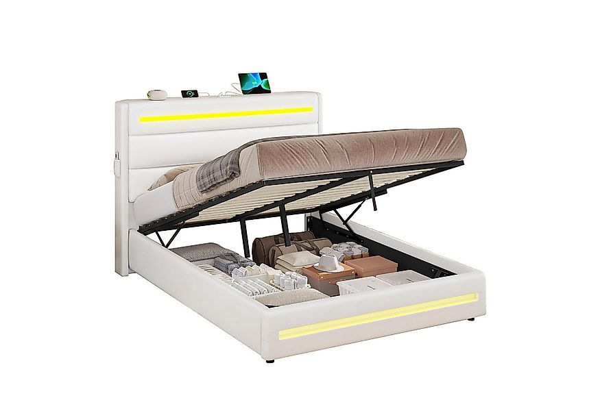 KIMENICH Polsterbett Doppelbett Hydraulisches Bett mit Stauraum und Lattenr günstig online kaufen
