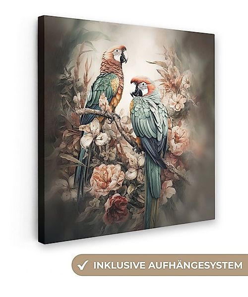 OneMillionCanvasses® Leinwandbild Papageien - Vögel - Natur - Blumen, Fotod günstig online kaufen
