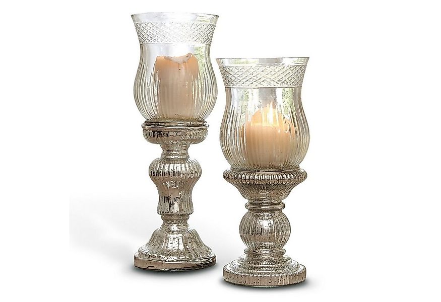 Mirabeau Windlicht Kerzenständer 2er Set Luisant silber/ klar (2er Set, 2er günstig online kaufen