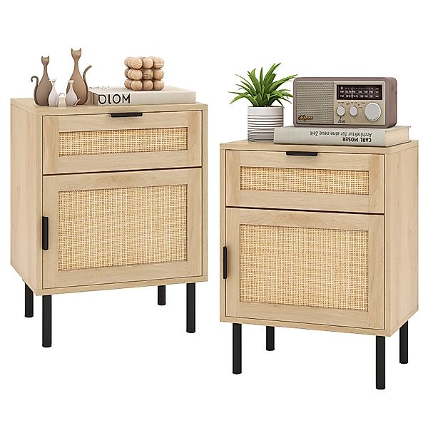COSTWAY Nachttisch (2-St), Rattan Beistelltisch, Sofatisch, günstig online kaufen