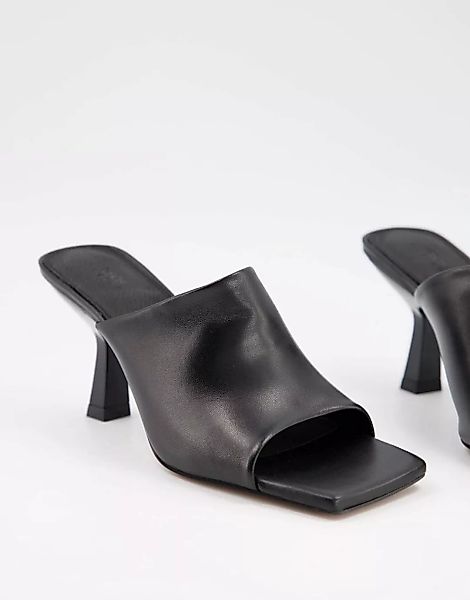 ASOS DESIGN – Nigella – Schwarze Pantoletten mit Absatz aus Leder günstig online kaufen