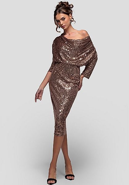 Goddiva Midikleid Sequin Cowl Neck Midi Dress Knielang, 3/4-Ärmel, Schulter günstig online kaufen