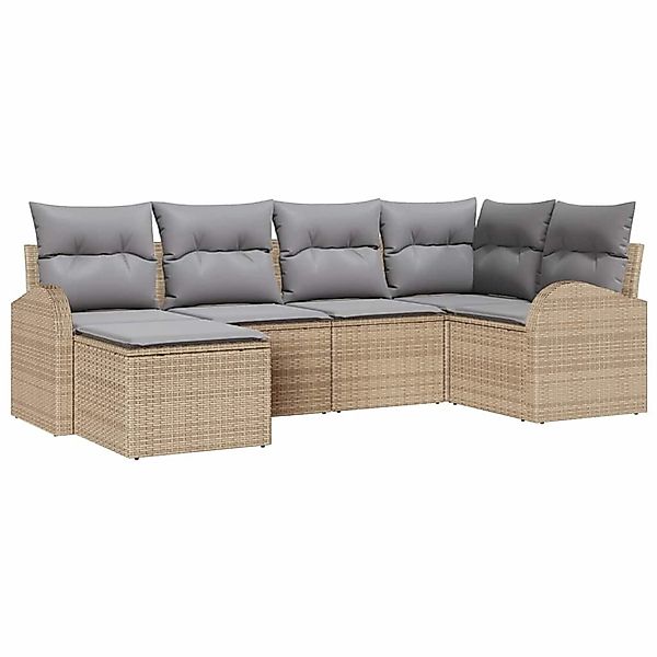 vidaXL Garten-Sofa-Set mit Kissen 6-Tlg Beige Poly Rattan 3346110 günstig online kaufen