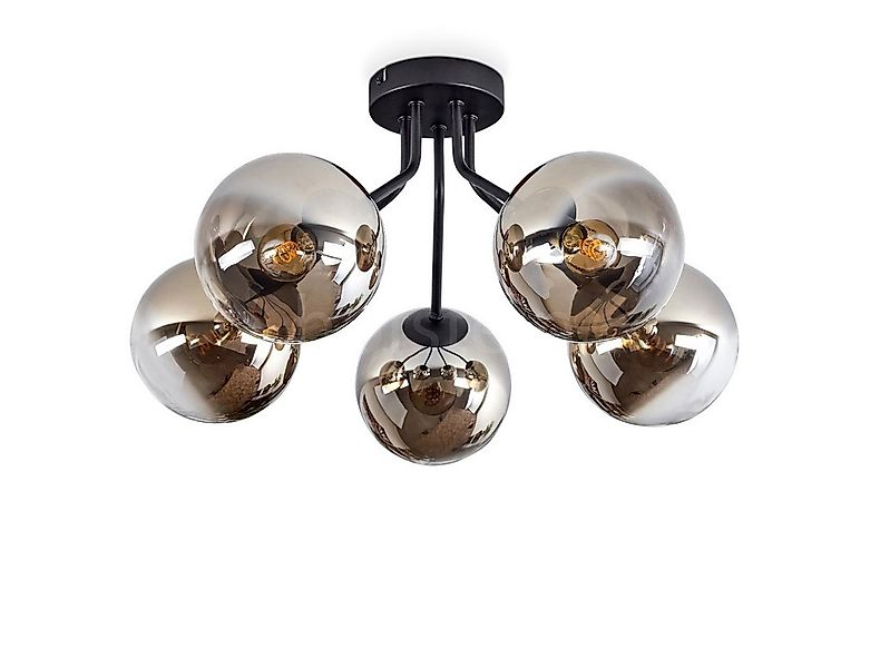 hofstein Deckenleuchte moderne Deckenlampe aus Metall/Glas in Schwarz/Rauch günstig online kaufen