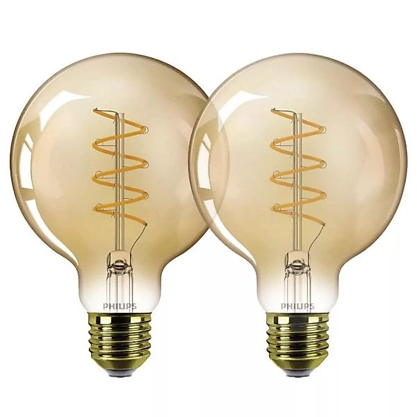 Philips LED Lampe E27 - Globe G95 5,5W 470lm 1800K ersetzt 40W Doppelpack günstig online kaufen