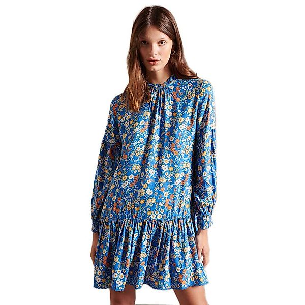 Superdry Kurzes Kleid Mit Stehkragen XS Blue Ditsy günstig online kaufen