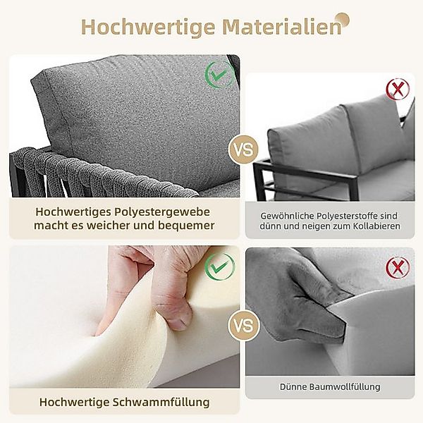 HAUSS SPOLE Sofa Gartenmöbelset mit verstellbare Beine, Ecksofa, Tisch, Kis günstig online kaufen