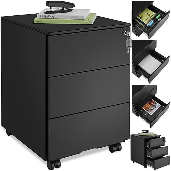 tectake Rollcontainer Aktenrollschrank, aus pulverbeschichtetem Stahl günstig online kaufen