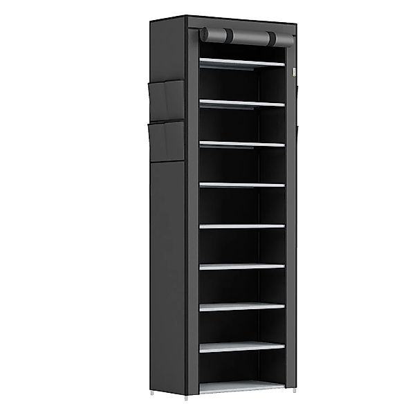 Juskys Schuhregal mit Seitentaschen 160 x 58 cm Grau günstig online kaufen