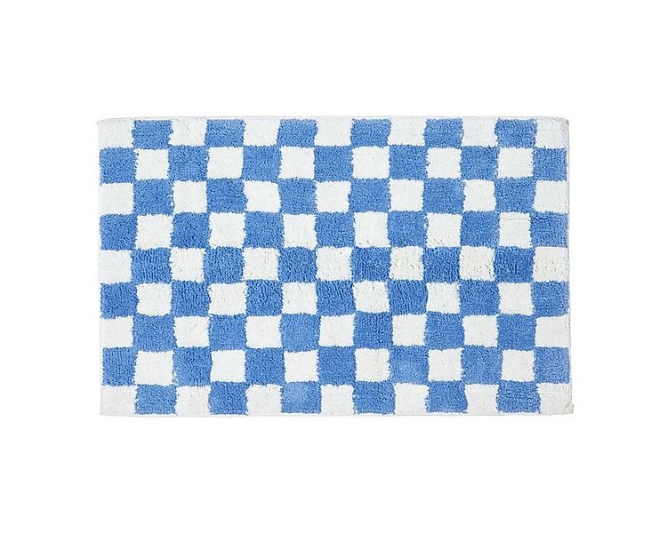 Homescapes Badematte Rutschfeste Badematte blau-weiß mit Schachbrett-Muster günstig online kaufen