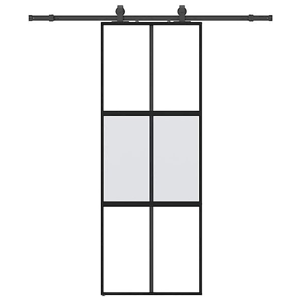 vidaXL Schiebetür mit Beschlag Schwarz 76x205 cm Hartglas 3375823 günstig online kaufen