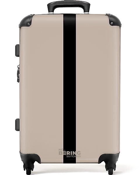 NoBoringSuitcases.com© Hartschalen-Trolley Beige mit schwarzem Streifen günstig online kaufen