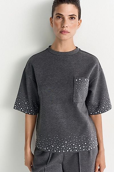 RICHROYAL T-Shirt mit Strass und Perlen, Rundhals günstig online kaufen