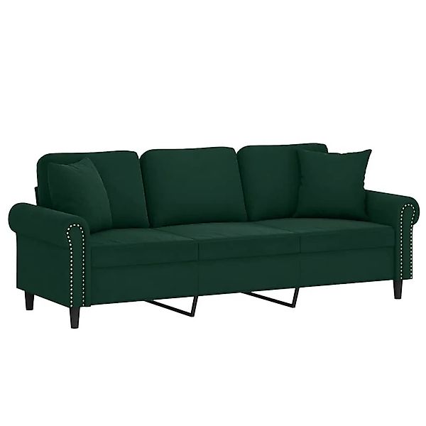 vidaXL 3-Sitzer-Sofa mit Zierkissen Dunkelgrün 180 cm Samt 3200957 günstig online kaufen