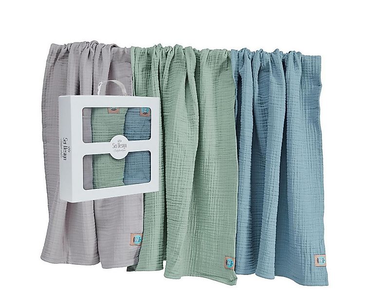 Babydecke Musselin 80x80 Pucktuch Mulltuch, SEI Design, 3ér Pack inkl. Gesc günstig online kaufen
