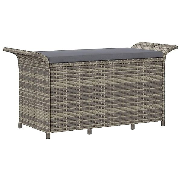 vidaXL Gartenbank mit Kissen Grau 116x46x57 cm Poly Rattan günstig online kaufen