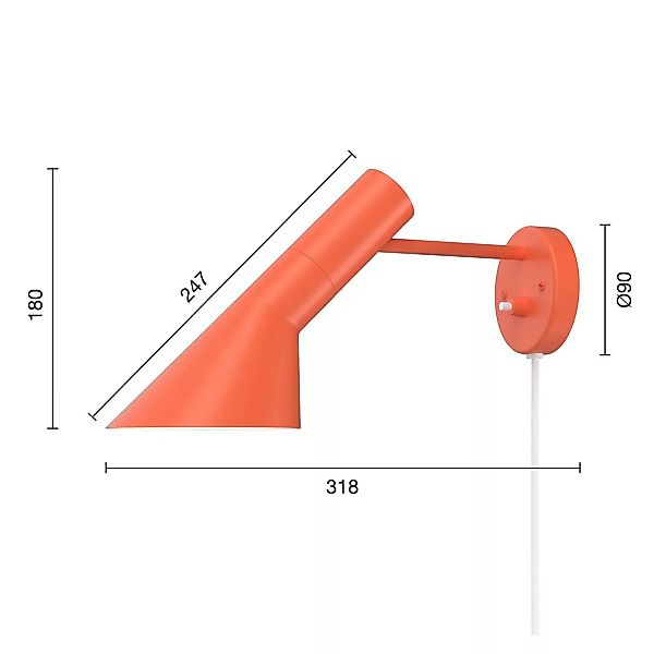 Louis Poulsen AJ Designer-Wandleuchte orange günstig online kaufen
