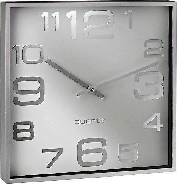 ALCO Uhr Wanduhr quadartisch Kunststoff 28,3x28,3cm silber/weiß günstig online kaufen