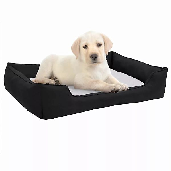 Hundebett Schwarz-weiß 85,5x70x23 Cm Fleece Leinenoptik günstig online kaufen