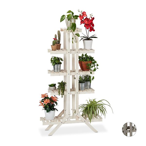 relaxdays Blumenständer Blumentreppe Holz mit 5 günstig online kaufen