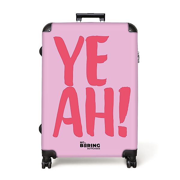 NoBoringSuitcases.com© Hartschalen-Trolley Lila mit rosa Zitat günstig online kaufen