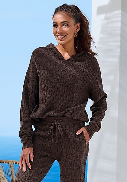 French Connection Kapuzenpullover mit Zopfmuster und Rippbündchen, Loungewe günstig online kaufen