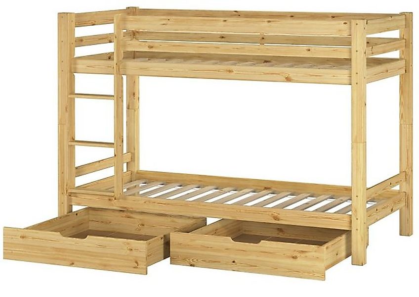 ERST-HOLZ Etagenbett Stockbett 90 x 200 Kiefer Massiv mit Rollrost Bettkast günstig online kaufen