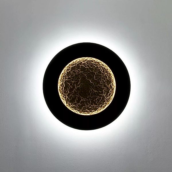 LED-Wandleuchte Luna Piena, braun-schwarz/gold, Ø 80 cm günstig online kaufen
