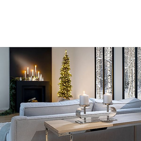 Fink Kerzenleuchter "TWINSON" Stumpenkerzenhalter, 2-flammig, vernickelt günstig online kaufen