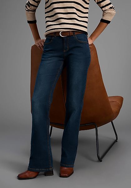 Arizona Bootcut-Jeans "Bund mit seitlichem Gummizugeinsatz", hohe Leibhöhe, günstig online kaufen