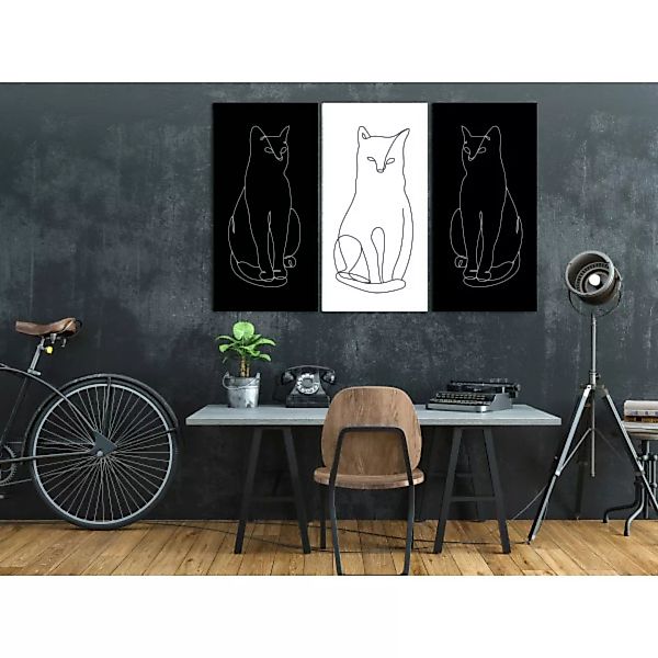 Bild auf Leinwand Elegant Cats (3 Parts) XXL günstig online kaufen