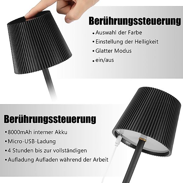 WILGOON LED Tischleuchte Tischlampe Kabellos,LED Touch-Dimmbare günstig online kaufen