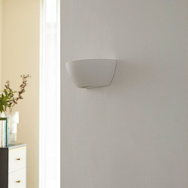 Lindby Wandfluter Jimmy, weiß, Gips, halbrund, 24cm, E14 günstig online kaufen