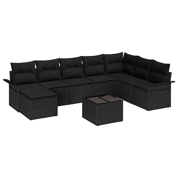 vidaXL Loungesofa 9-teilige Garten Sofa Set mit Kissen Beige Poly Rattan, 9 günstig online kaufen