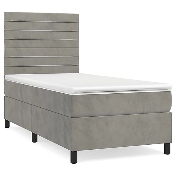 vidaXL Boxspringbett mit Matratze Hellgrau 90x200 cm Samt1537806 günstig online kaufen