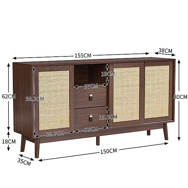 Furnishings Home Schiebetürenschrank Modernes Design Sideboard echtem 3 Rat günstig online kaufen
