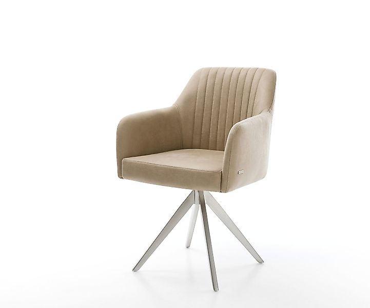 Esszimmerstuhl Greg-Flex Mikrofaser Beige Vintage Kreuzgestell kantig Edels günstig online kaufen