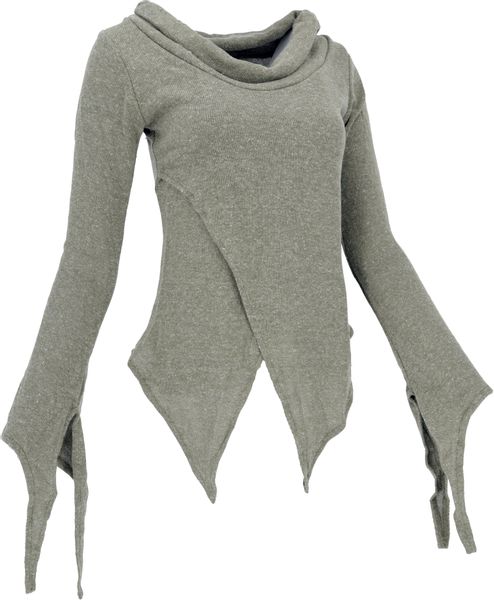 Guru-Shop Longsleeve Pixishirt mit Schalkragen Baumwollstrick.. günstig online kaufen