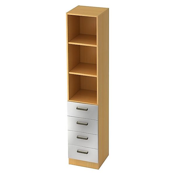 bümö Aktenschrank office Schubladen Kombi - 4 Schübe Dekor: Buche/Silber - günstig online kaufen