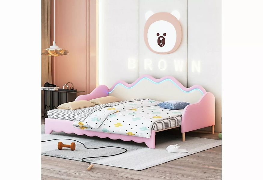 WISHDOR Schlafsofa Kinderbett, 2-in-1 Multifunktions-Polsterbett, mit LED-B günstig online kaufen