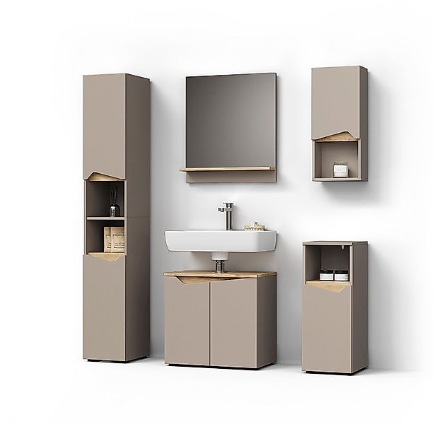 Livinity® Badmöbel-Set Timavo, Greige/Artisan-Eiche, 5 Teile günstig online kaufen
